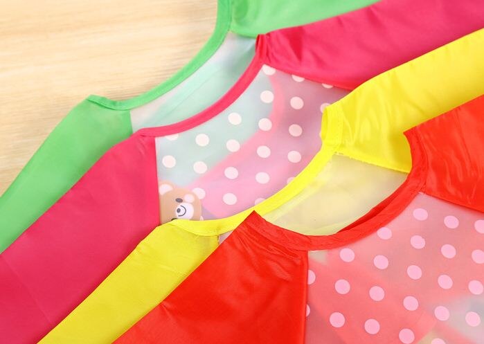 Leuke Cartoon Slabbers Lange Mouw Art Schort Dier Kiel Kinderen Bib Burp Kleding Zachte Voeden Eet Peuter Waterdichte Baberos