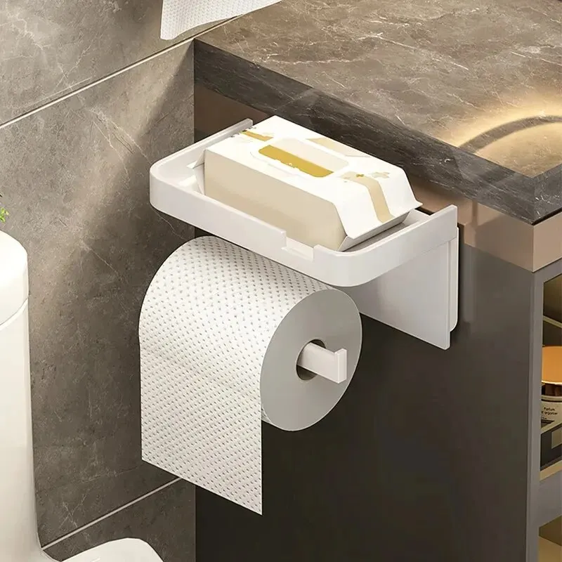 Toiletrolhouder Plastic opbergrek Keukenhanddoek Plaatsing van kruidenflessen Badkamer Muurrol papier Telefoonopslag