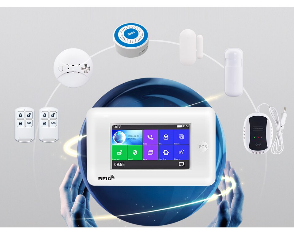 Pg106 pgst wifi gsm grrs draadloos alarmsysteem wifi inbraakbeveiliging alarm kit app-bediening voor android en ios smartphone