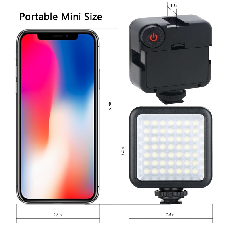 Lumière vidéo LED lumineuse 49 Led caméra éclairage panneau lumineux de caméra Portable à intensité variable pour Canon,Nikon,Sony et autres caméras DLSR