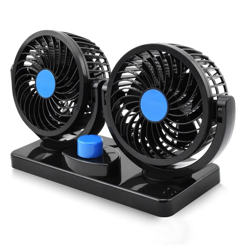 Ventilador eléctrico de doble cabeza para coche, dispositivo de ventilación de 12V, 360 giratorio, para SUV, RV, barco, coche, carrito de Golf, NJ88: Default Title