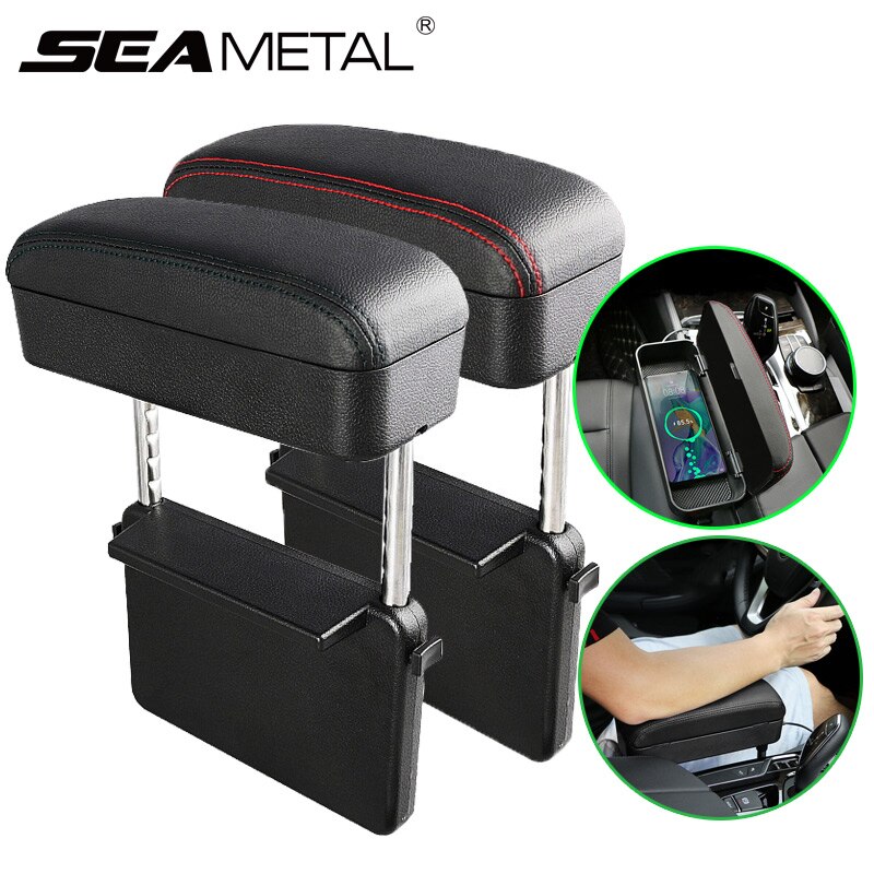 Universal Car Armrest Box Elbow Support Adjustable Car Center Console Arm Rest Organizer Arm Rest Storage Box Heightening Pad