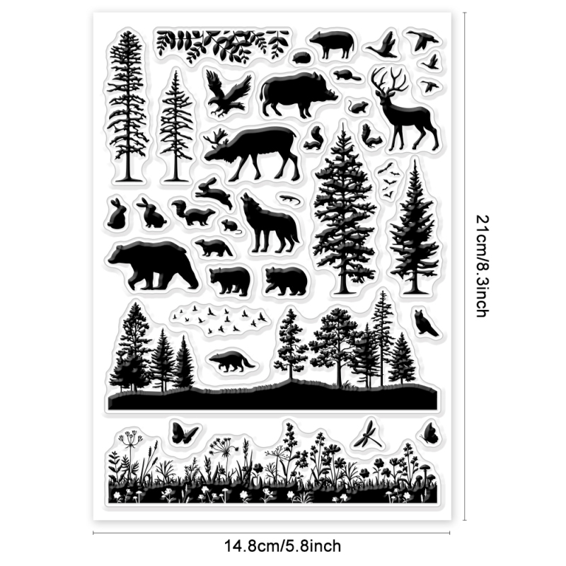 Sellos transparentes de borde botánico, formas mixtas para hacer tarjetas, rosas, setas, esquina de encaje, sellos transparentes de 5,83x8,27 pulgadas, 1 ud.: GRIS PROFUNDO