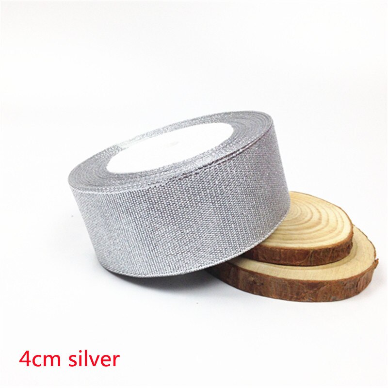 25 Yards 6-50Mm Zilver Goud Zijde Satijn Organza Lint Bruiloft Decoratie Cake Diy Kerst Handwerk Accessoires tapes: 40mm Silver