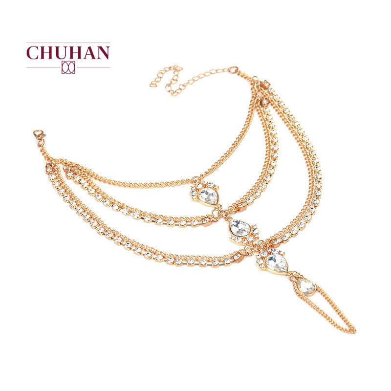 Chuhan Mode Zomer Sexy Gouden Kleur Kwastje Enkelbandje Voor Vrouwen Hanger Chain Enkelband Foot Sieraden Barefoot Sandal J201