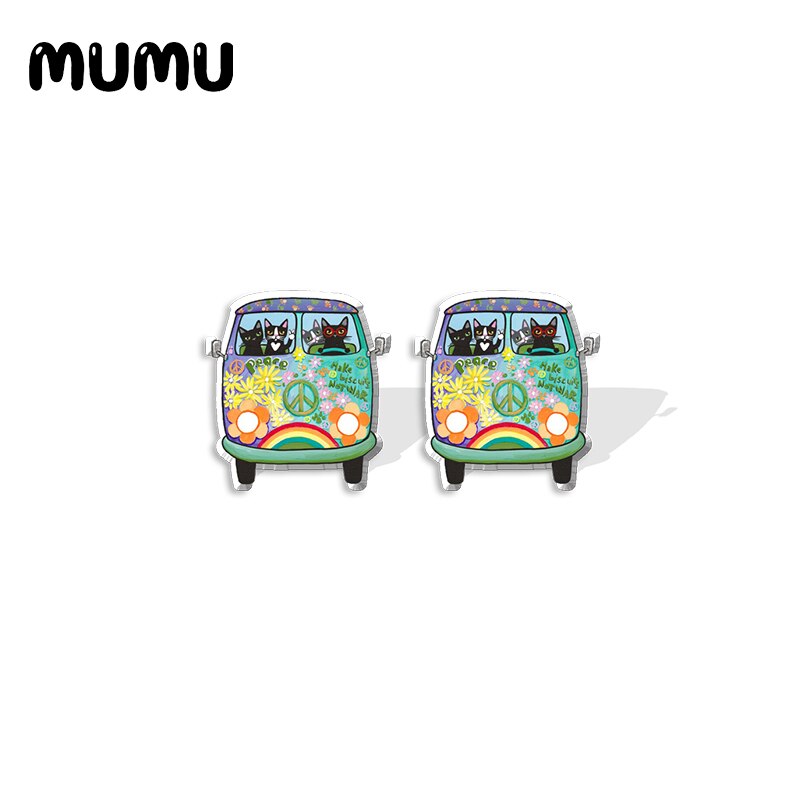 neue Ebene Hippie Auto Acryl Zucht Ohrring Lustige Handgemachte Ohrringe Harz Epoxid Schmuck Fans: 7