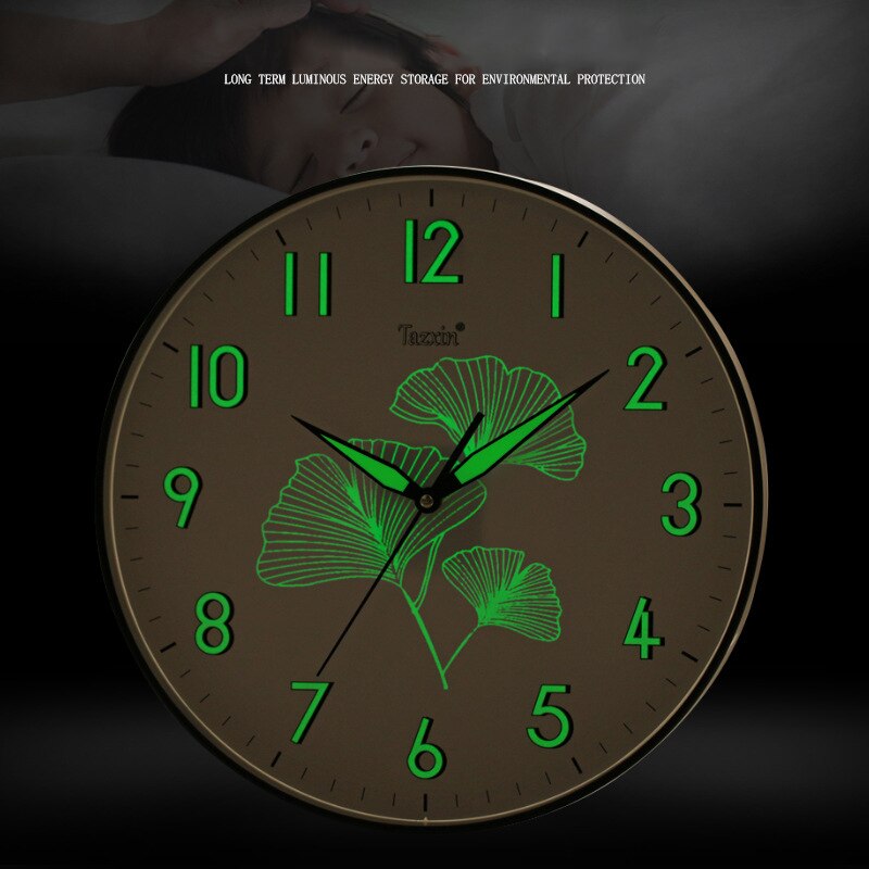 12 Inch Luminous Wall Clock Wood Nordic Wall Clock Silent Mechanism Non Ticking Clock With Night Light ABS Deco