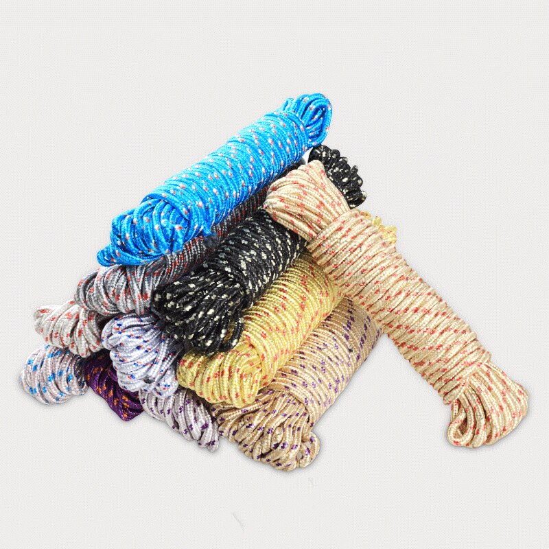 10M Tarpaulin Nylon Rope Truck Lashing Rope Packing Rope Wear-Resistant Fixed Non-Slip Braided Household Clothesline
