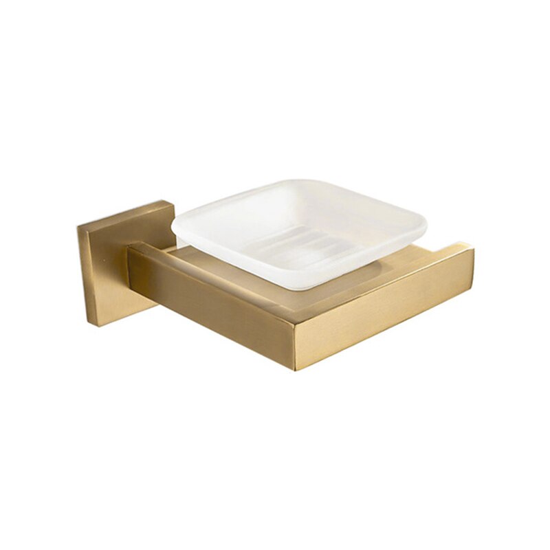 Brushed Gold Bathroom Hardware Set Towel Rack Toilet Paper Holder Towel Bar Rail Hook Soap Dish Toilet Brush Bath Accessories: Soap Dish Holder