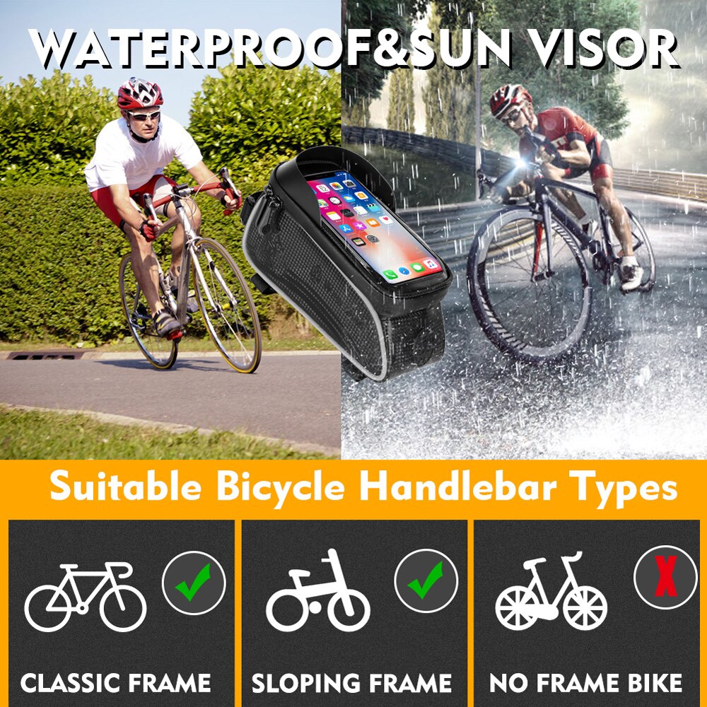 West bike mtb racefiets waterdichte bovenbuis tas touchscreen fiets voorframe fietstas tas voor fietsaccessoires