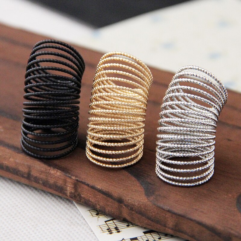 Anillos de aleación con rosca para mujer, anillo para dedo largo dorado y negro, Punk, boda, 1 unidad