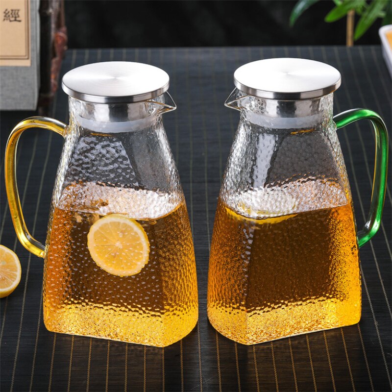 Przezroczysty szklany pojemnik na zimne napoje o dużej pojemności odporny na ciepło sok dzbanek robić mleka lodówka fajna butelka wody Drinkware 1500ML