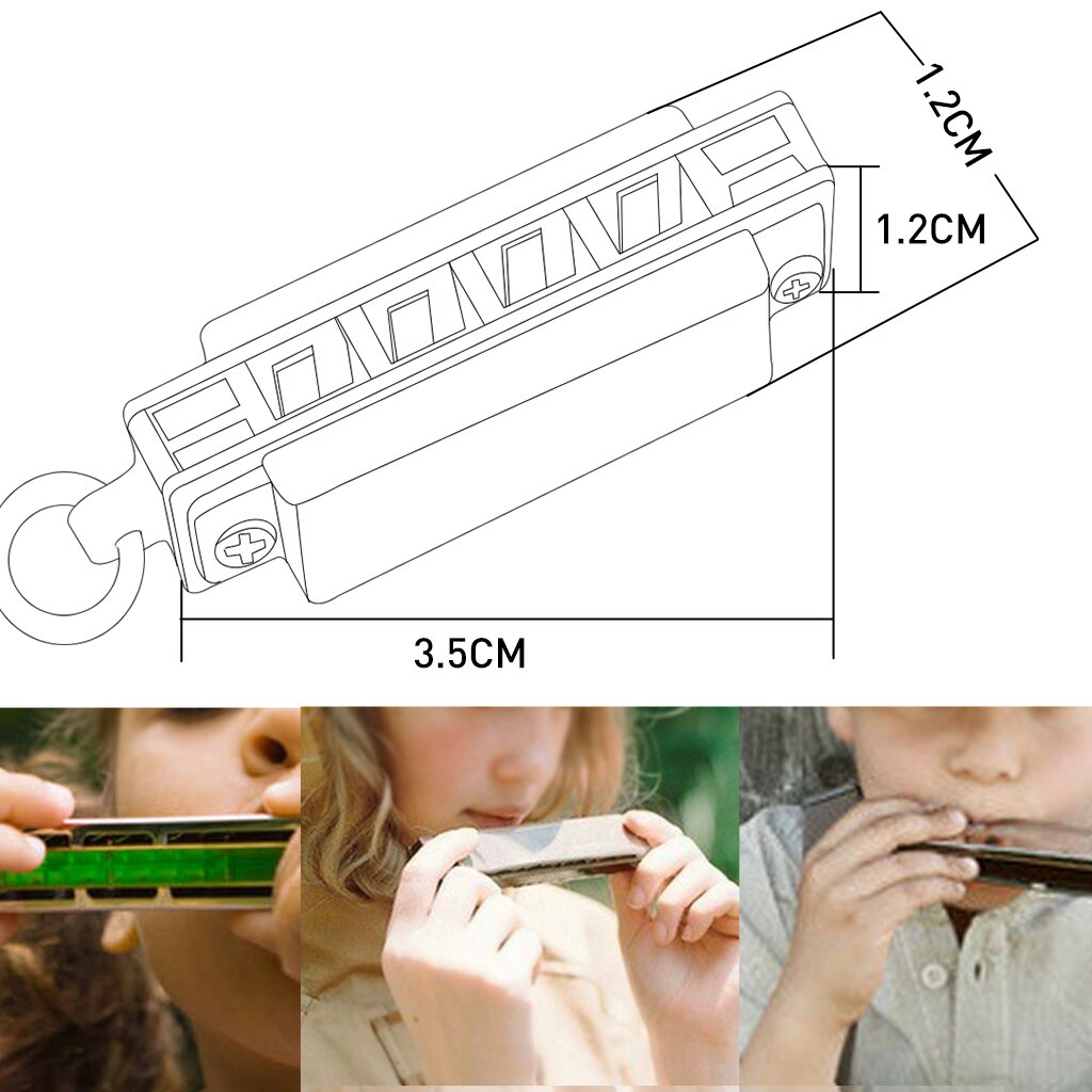 Naomi 5 Stuks 4 Hole 8 Tone Miniharmonica Sleutelhanger Key Ringen Speelgoed Groen Voor Muziek Muziekinstrument