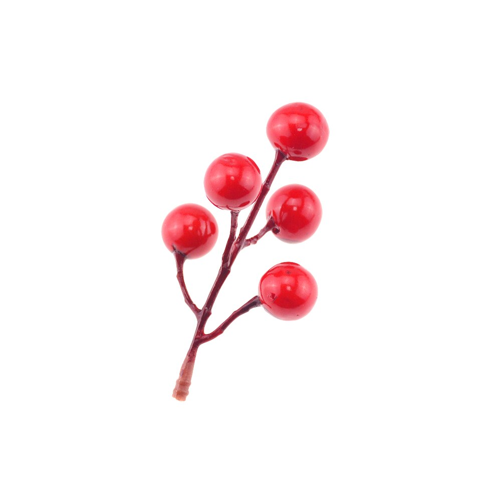 1Branche Flower Branch with 4 7 14 pcs Simulation Red Berry Christmas Decorations Home Decor DIY Accessories