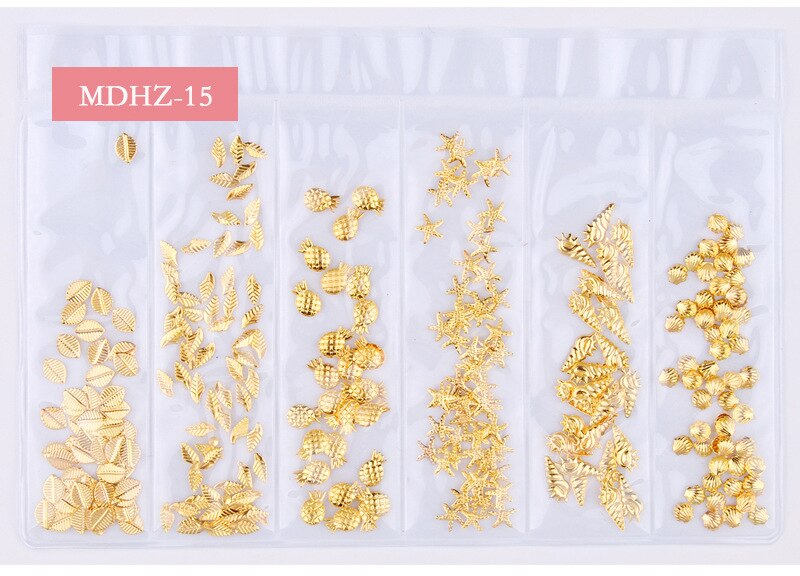 CHNRMJL 6 Entwürfe/Pack Ultra-dünne Hohl Legierung Nagel Niet Dekorationen Schmuck DIY UV Gel NäGel Kunst Polnischen zubehör Manikübetreffend: 15