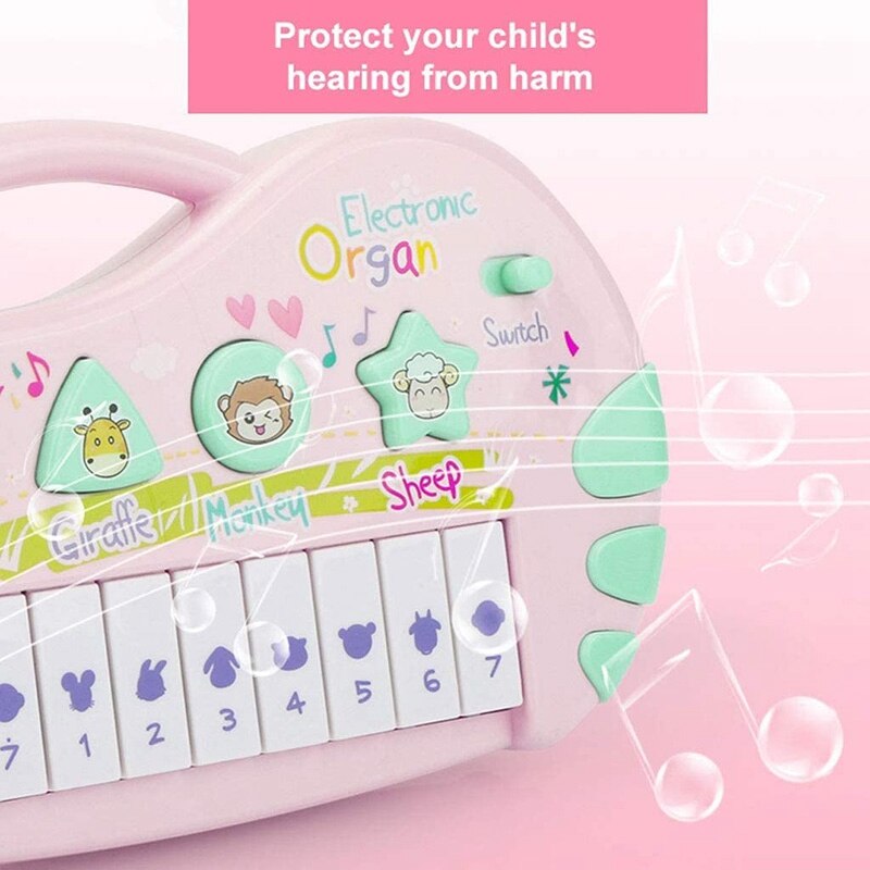 Børns musiklegetøj tastaturpuslespil tidligt lærende drenge og piger på 3 år eller derover julefødselsdag (pink)