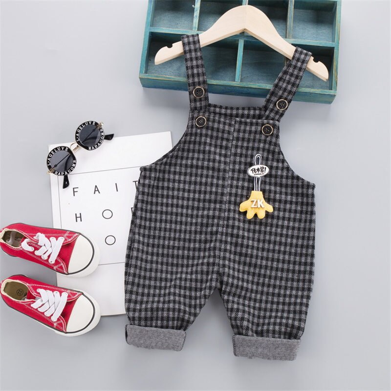Herfst kinderoveralls meisjes geruite overalls casual broeken voor jongens peuter baby jumpsuits kinderbroeken 0-4 jaar: Xyf o beidaiku zwart / 12m