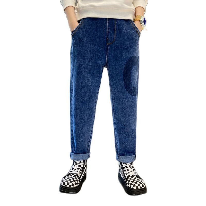 Otoño Jeans Denim para Niño Pantalones de Ropa adolescente imprimir pantalones casuales niños Pantalones Bebé niños azul Pantalones
