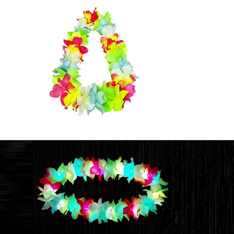 10pcs LED Light Up Flashing Hawaiian Leis Hula Dance Garland Artificial Flowers Neck Loop Necklace Glow Party Supplies Christmas: Deep Sapphire