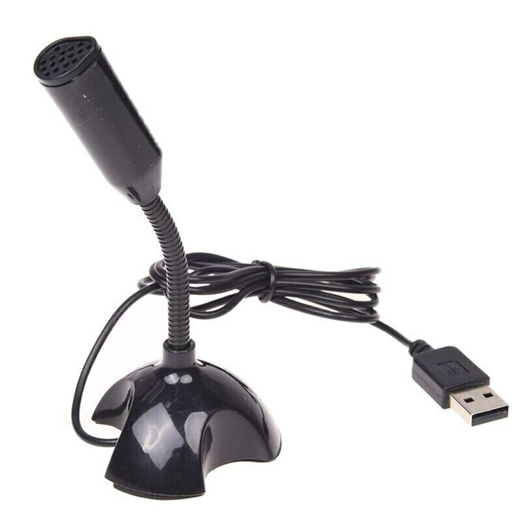 Mini USB Microphone For Desktop Computer Laptop Microphone Flexible Tube Neck Adjustable PC Mic: Black