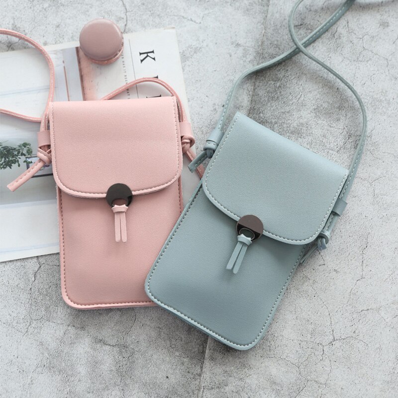 Touch Screen Transparent Cell Phone Purse Women Girls Small Leather Cross Body Handbag Mini Shoulder Bag Card Coin Wallet