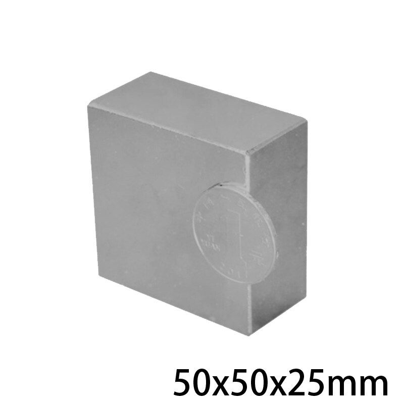 1Pc 50*50*25 Blok Sterke Zeldzame Aarde Magneet Dikte 25Mm Rechthoekige Neodymium Magneten 50X50X25Mm N35 Grote Magneet 50x50x25