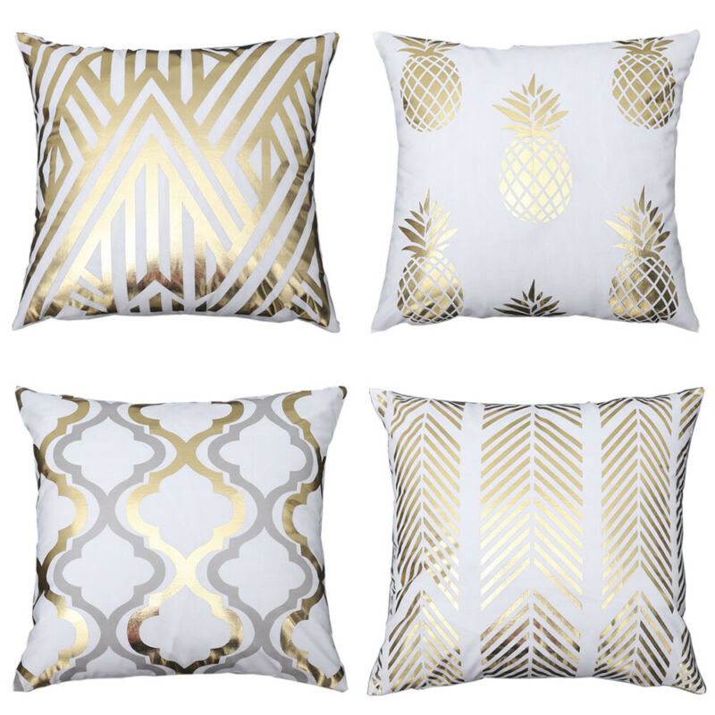 Guld geometri dekorativa örngott polyester kast randigt örngott kuddfodral heminredning kuddar 18 tum