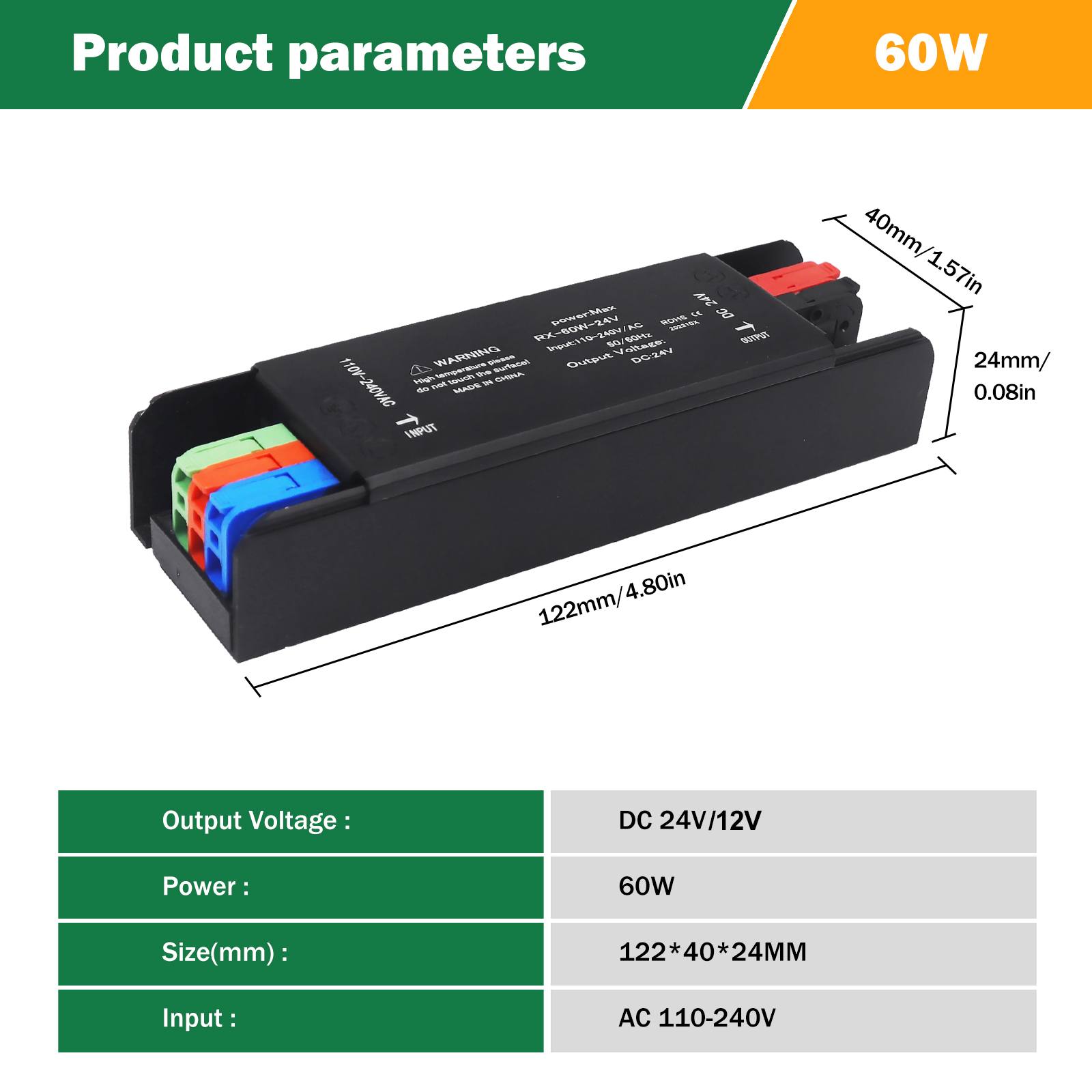 Trasformatori di illuminazione ultra sottili 110V 220V a 12V 24V 60W 100W 200W 300W 400W per autista adattatore di alimentazione per strisce portato CCTV: Beige / 24V
