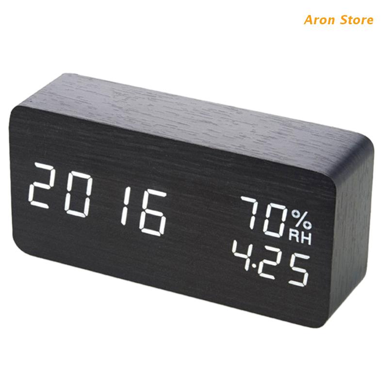 Multifunction Alarm Clock in Wood Digital Alarm Clock Prevent Being Late and Sleeping Home Decoration: Red