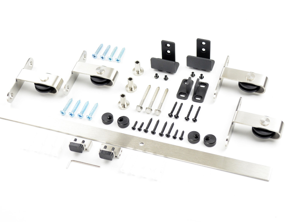 DIYHD Stainless Steel Mini Barn Door Hardware Top Mount Wooden Cabinet Double Small Sliding Barn Door Hardware (No Cabinet)