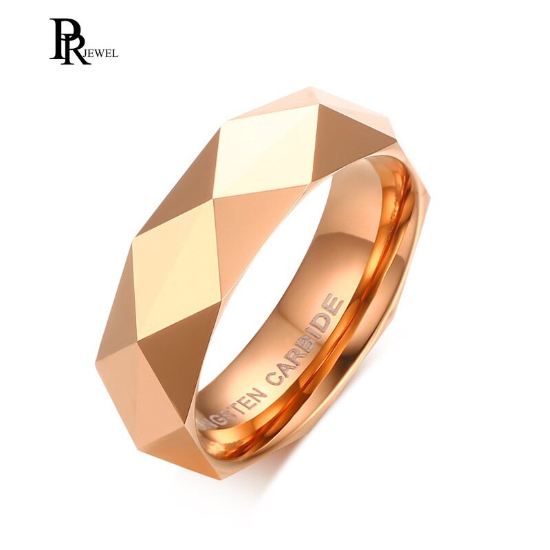 Trendy Rose Gold Colors Rhombus Ring Tungsten Carbide Wedding Ring For Men Size 6 to 11