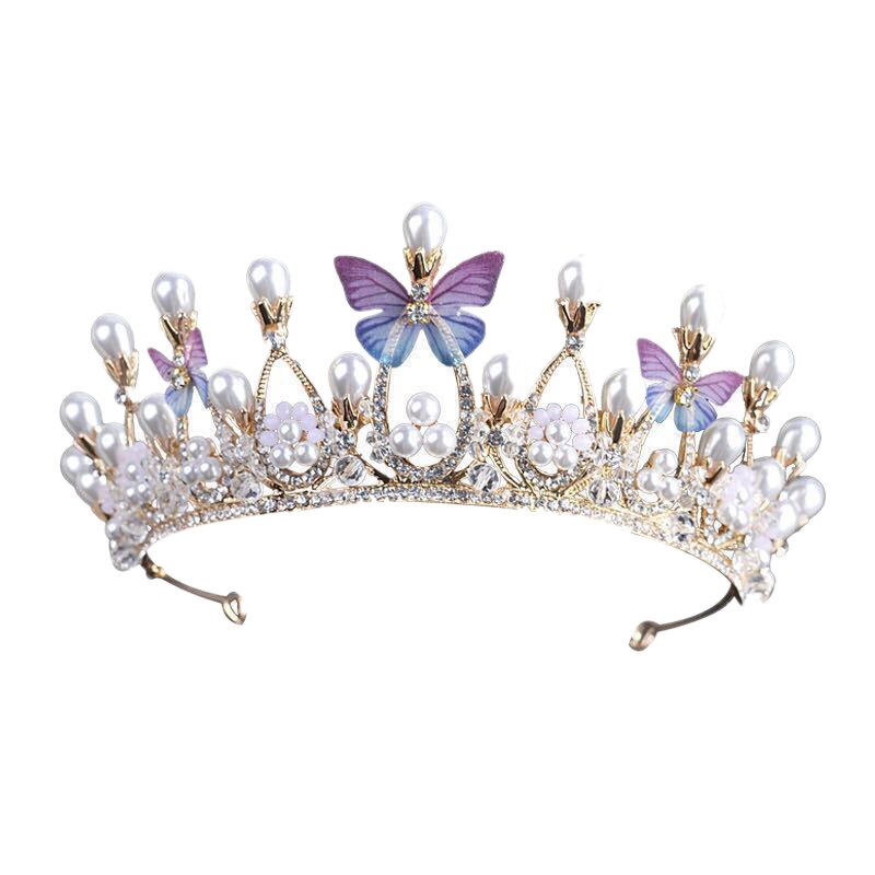 Kongelig perle rhinestone tiara uten kam for pegeant prinsessekrone: Stil 1