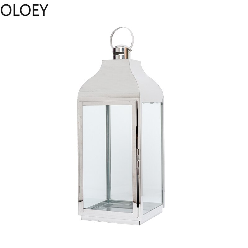 Glas jern lysestage metal vind lampe vindtæt lysestager gulv lys lanterne bryllup kandelaber portavelas dekoration