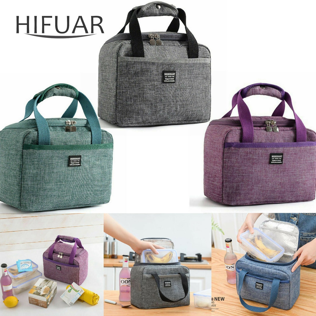 Portable Thermal Insulated Lunch Box Tote Cooler Handbag Bento Pouch Dinner Container School Food Storage Bags