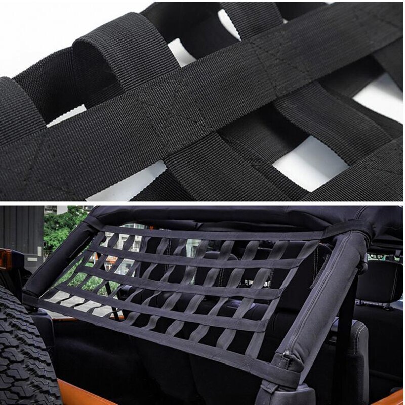 Suitable for Jeep Wrangler car roof storage net Yj Tj Jk Jku Jl Jlu 1987 Multifunctional mesh cargo net