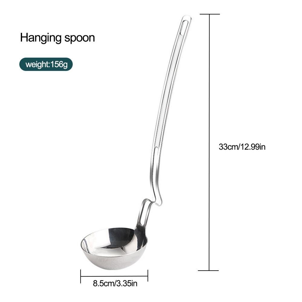 Pala de mango largo en forma de S/cucharón de cocina, espátula de acero inoxidable para freír pescado, torneros, cocina, utensilios de cocina: Soup spoon