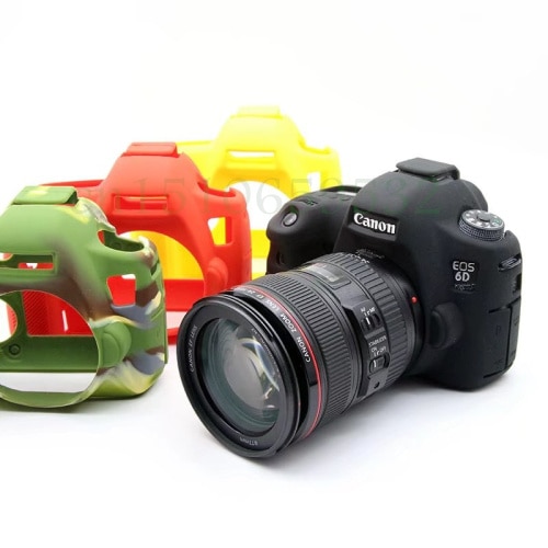 Funda de silicona de goma para cámara CanON 6D, bolsa de goma para cámara 6D, negra, roja, amarilla, Camuflaje