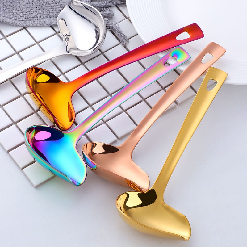 1 Piece of 304 Stainless Steel Long-handled Soup Ladle with Slotted Soup Duckbill-shaped Kitchen Utensils big spoon