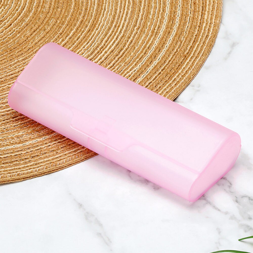 1Pcs Portable Plastic Semi-Transparent Glasses Case PP Glasses Eyeglass Box for Men Women: pink