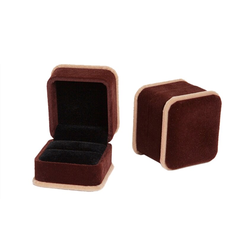 Valentines day ring velvet packaging box jewelry organizer earrings pendant women accessories case: Brown / Pendant box