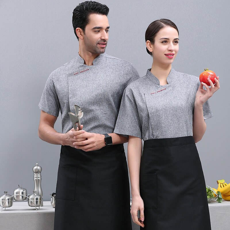 Ropa de restaurante Avental, uniforme de Chef de Hotel, camisa después de Catering, restaurante, cocina, cantimplora, ropa de herramientas en verano