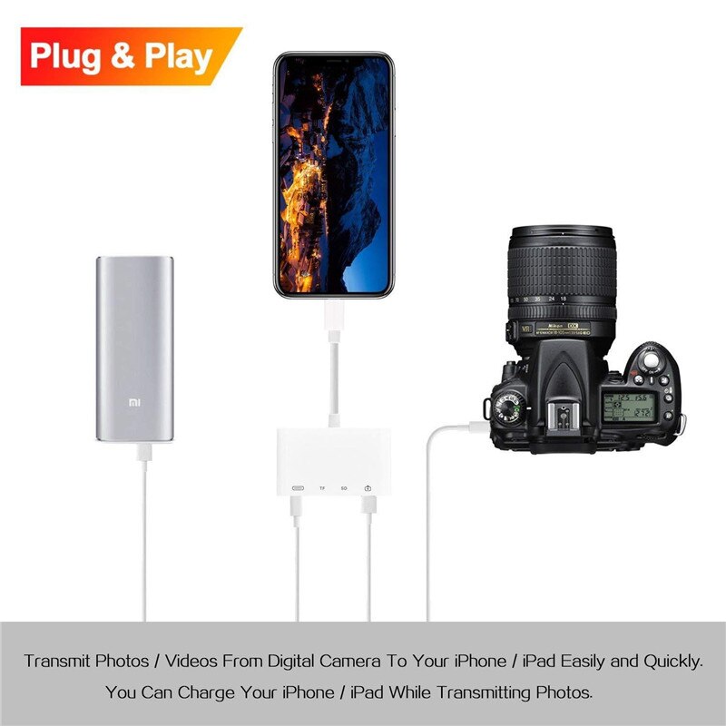 Lightning Naar Usb Camera Connection Kit 4 In 1 Sd/Tf Kaartlezer Otg Kabel Adapter Voor iphone 11 Pro Xs Max Xr 6 7