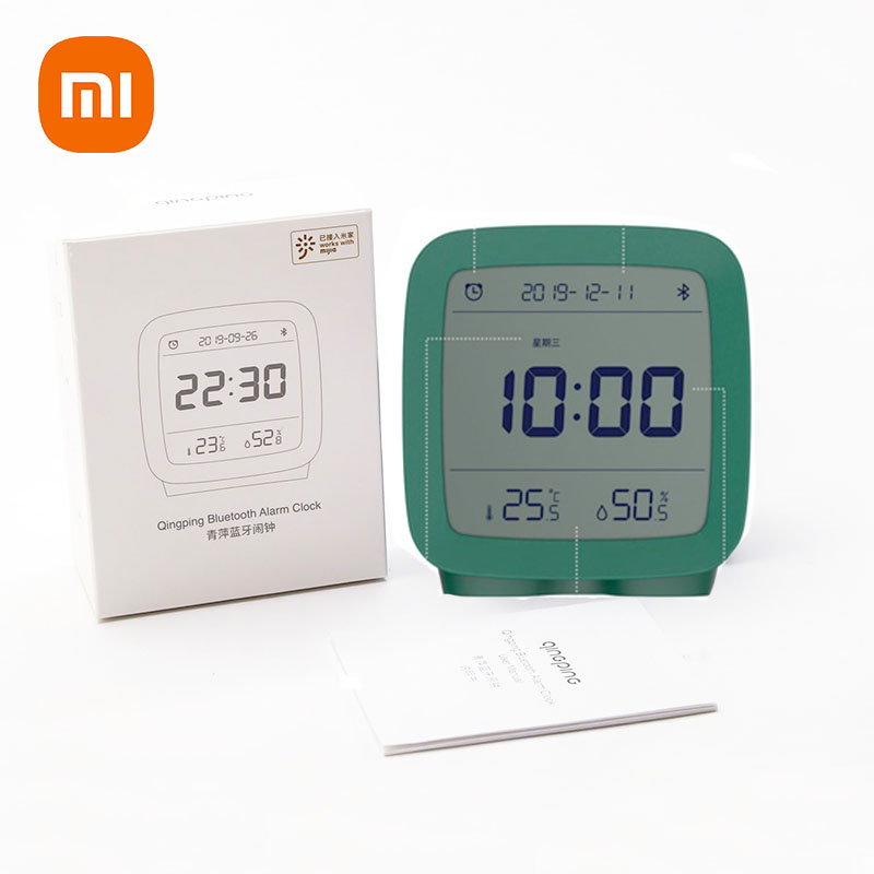 XIAOMI-reloj despertador con Control por aplicación, higrómetro termómetro con Bluetooth 5,0, pantalla LCD, luz nocturna ajustable, calendario, MI Home, Original: Forest Green