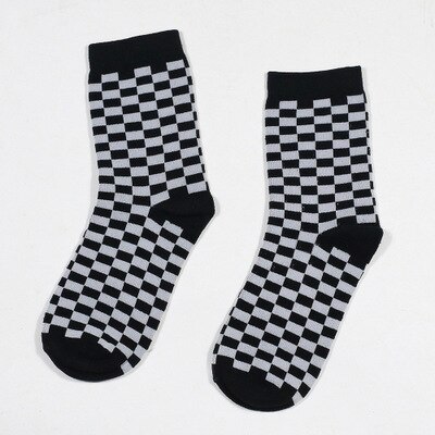 Hop katoen unisex streetwear nieuwigheid sokken korea funky harajuku trend geometrische geruite sokken mannen hip vrouwen schaakbord sokken: 004