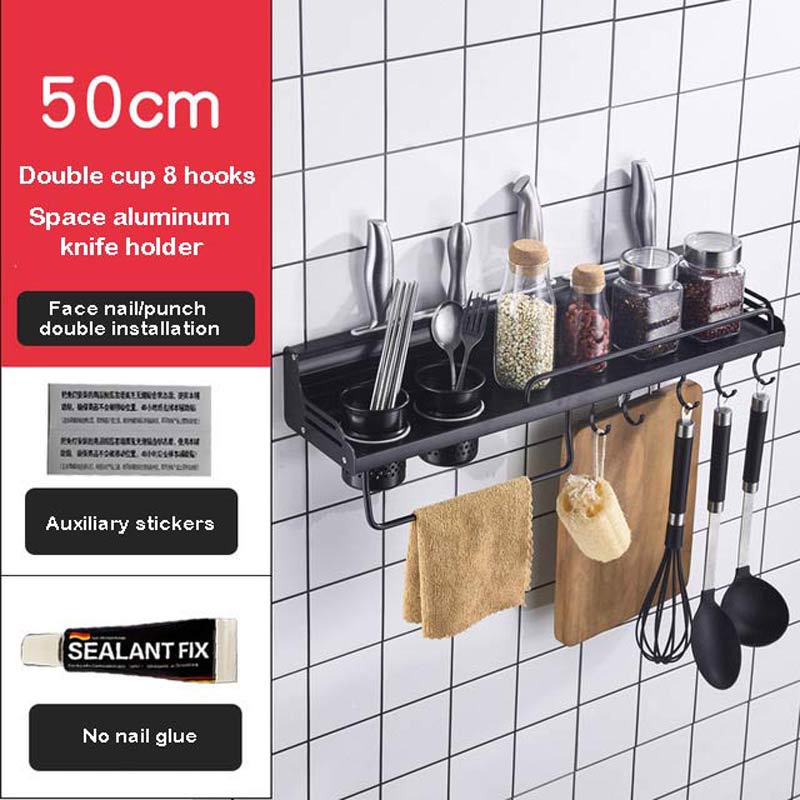 YUJIE 304 stainless steel 304 stainless steel kitchen rack,wall-mounted knife rack black JYM1033: C black 50 2 cups