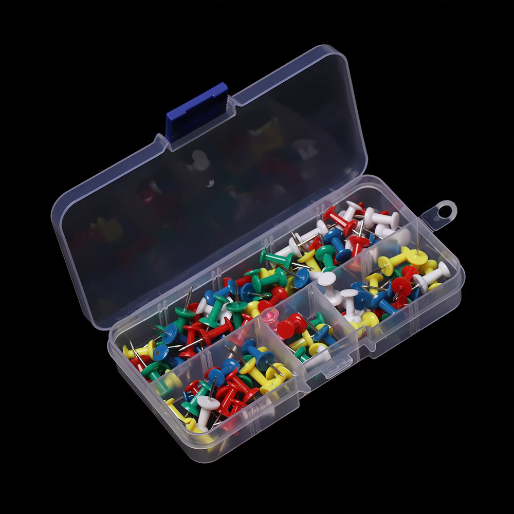 100 tabla de corcho de encuadernación de unids/caja alfileres de aguja de cabeza grande alfileres de plástico Multicolor clavos de corcho de seguridad suministros de oficina escolar