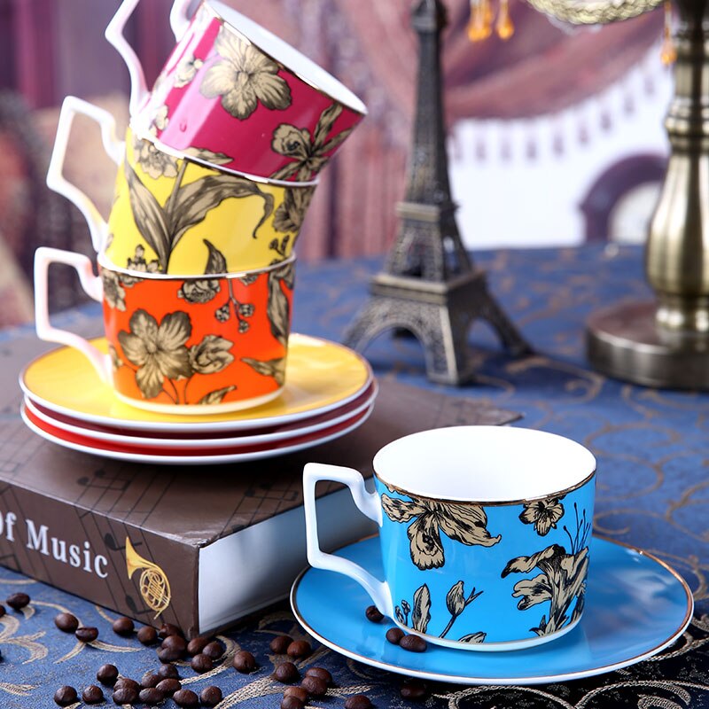 Yundu Set van 4 cappuccinokopjes, matzwart, keramiek, 300 ml
