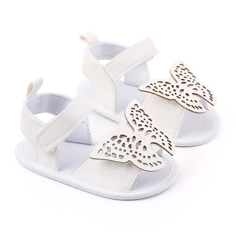 Sandalias de verano bonitas con de mariposa para niños y niñas, zapatos de piel sintética suave para niños pequeños, sandalias para primeros pasos, niños y niñas: W / 0-6 meses