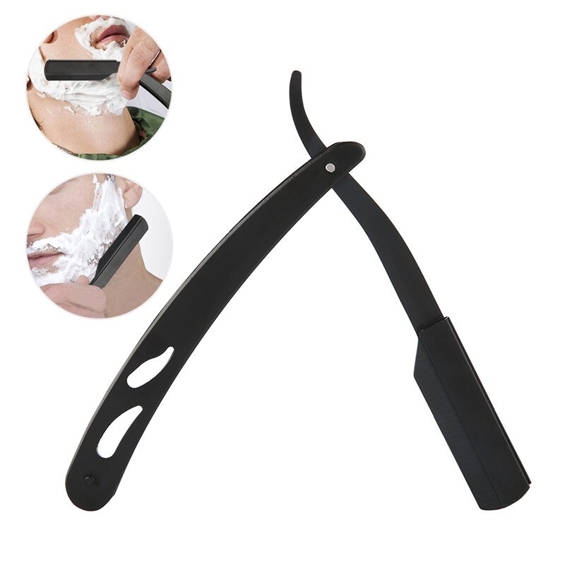 Barber Blade Straight Edge Razor Stainless Steel Salon safety Folding Shaving Hair Cutting Clipper Colorful Shaving Tool: Black 01