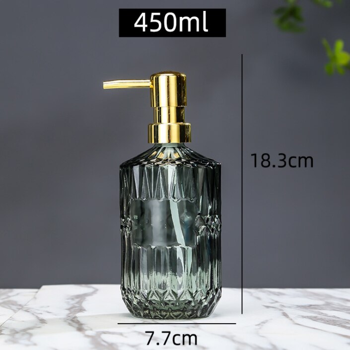 Glass Lotion Bottle Manual Press Soap Dispenser Bottle Fillable Shower Gel Shampoo Container Bottles for Bathroom Kitchen: C